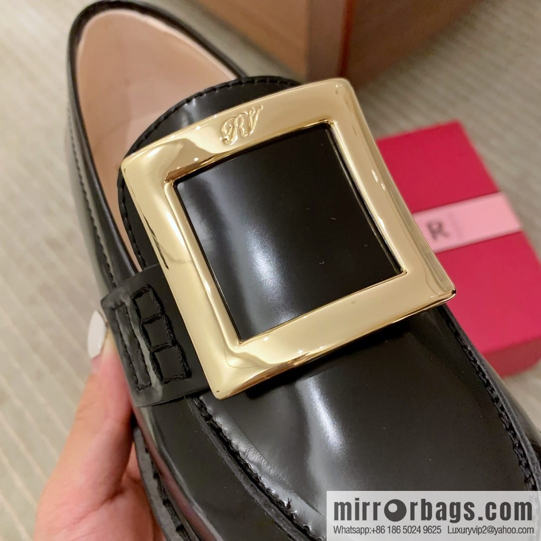 Roger Vivieri high-end water-plated RV buckle women's leather shoes