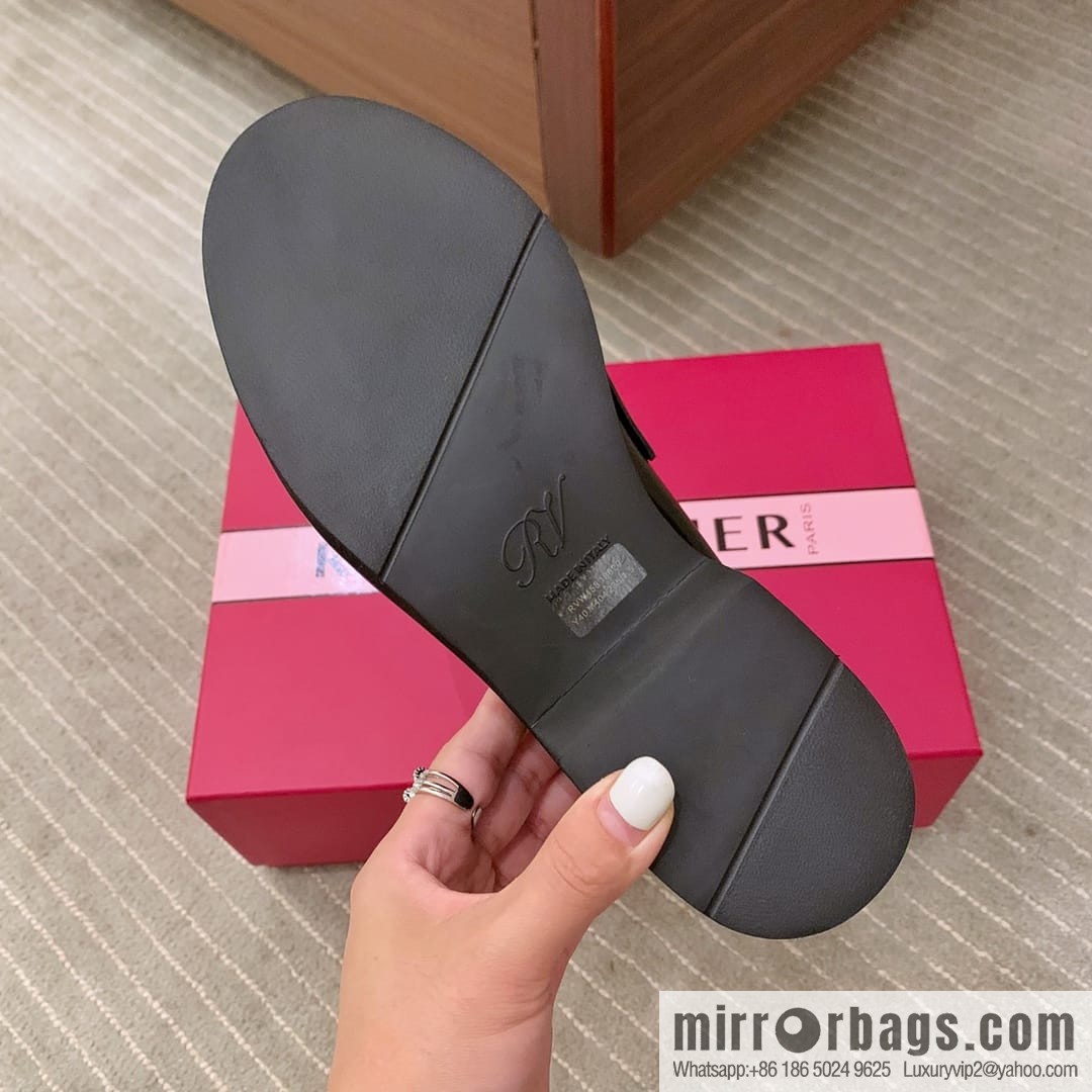 Roger Vivieri high-end water-plated RV buckle women's leather shoes