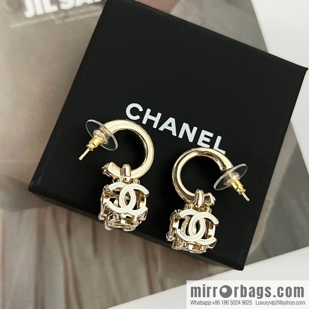 New CHANEL Chanel c2 double c square stud earrings