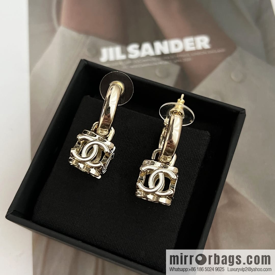 New CHANEL Chanel c2 double c square stud earrings