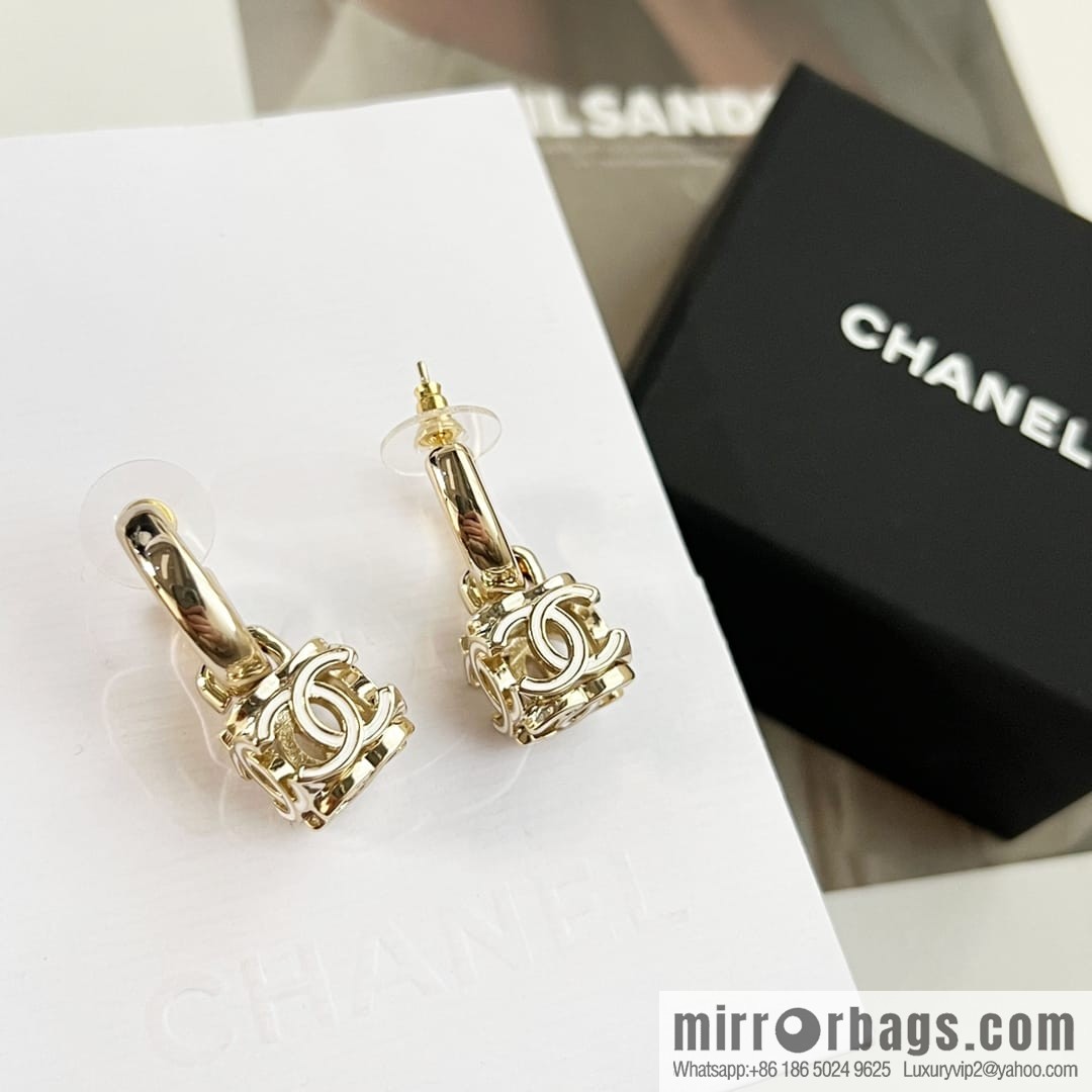 New CHANEL Chanel c2 double c square stud earrings