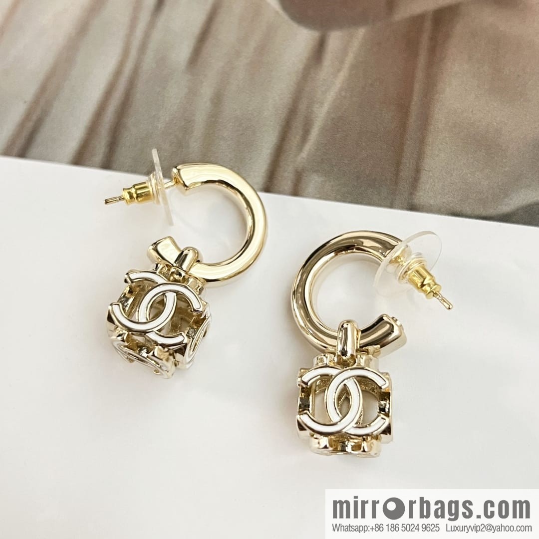 New CHANEL Chanel c2 double c square stud earrings