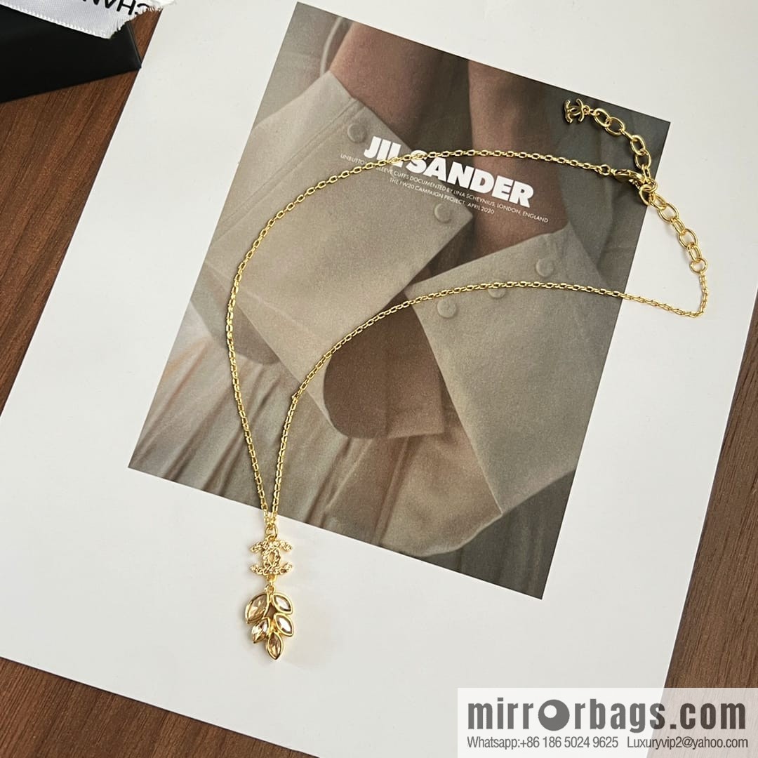 New ☑️ CHANEL Chanel double c wheat ear gold leaf necklace