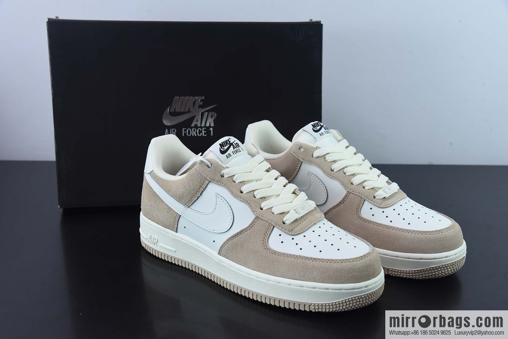 Nike Air Force 1 Low '07 Suede, White Brown, Wheat color scheme Air Force No. 1 Low Top Casual Board Shoes Item Number: LZ6699-522