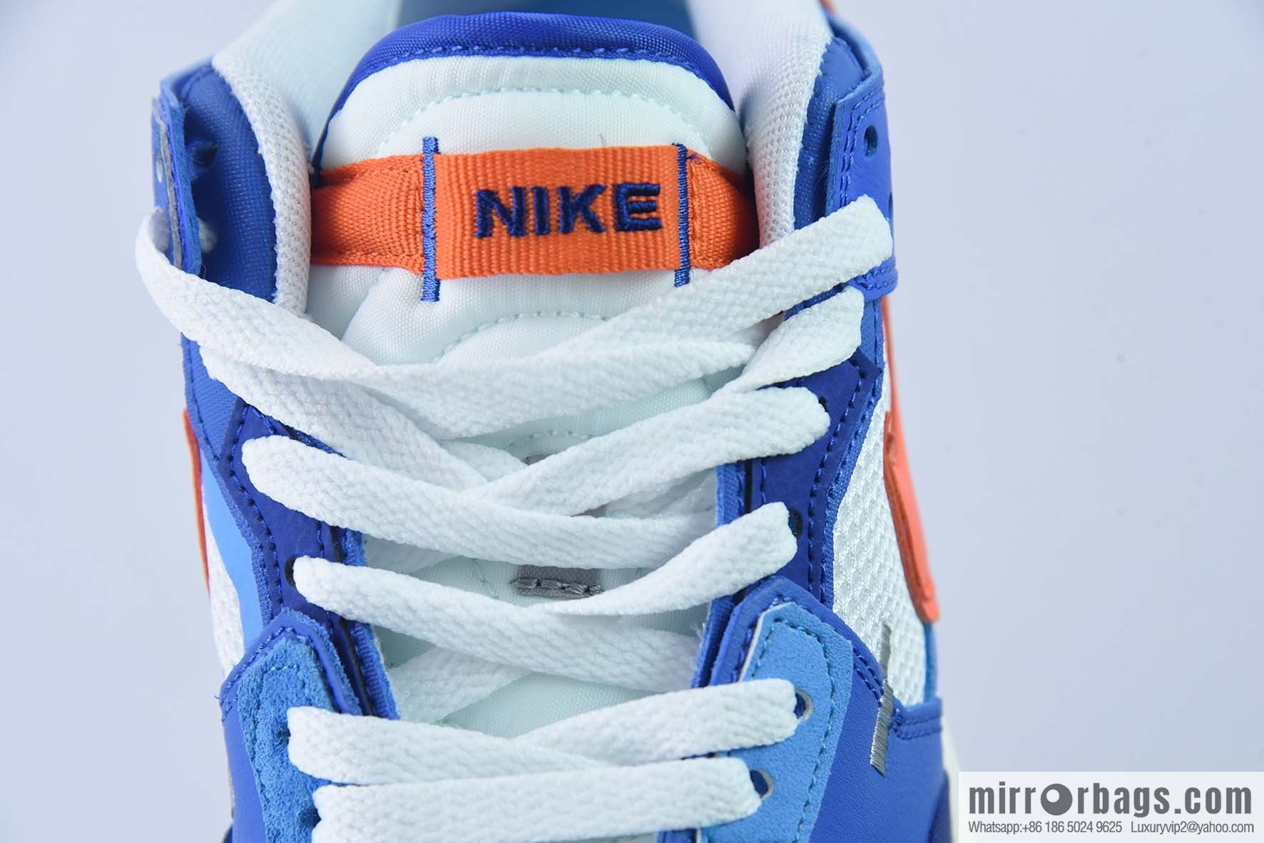 Nk Dunk Scrap Splicing Stitching Low Top Skating Shoes Blue White Orange Knicks Stitching Monster, Item Number: DM0128-100