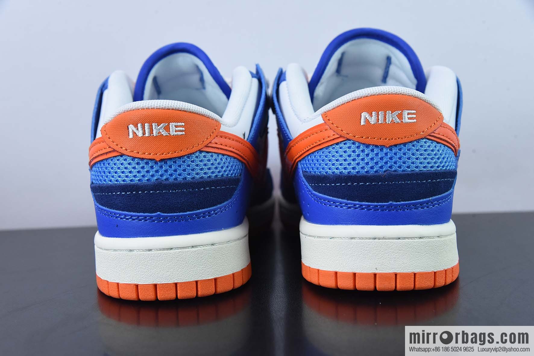 Nk Dunk Scrap Splicing Stitching Low Top Skating Shoes Blue White Orange Knicks Stitching Monster, Item Number: DM0128-100