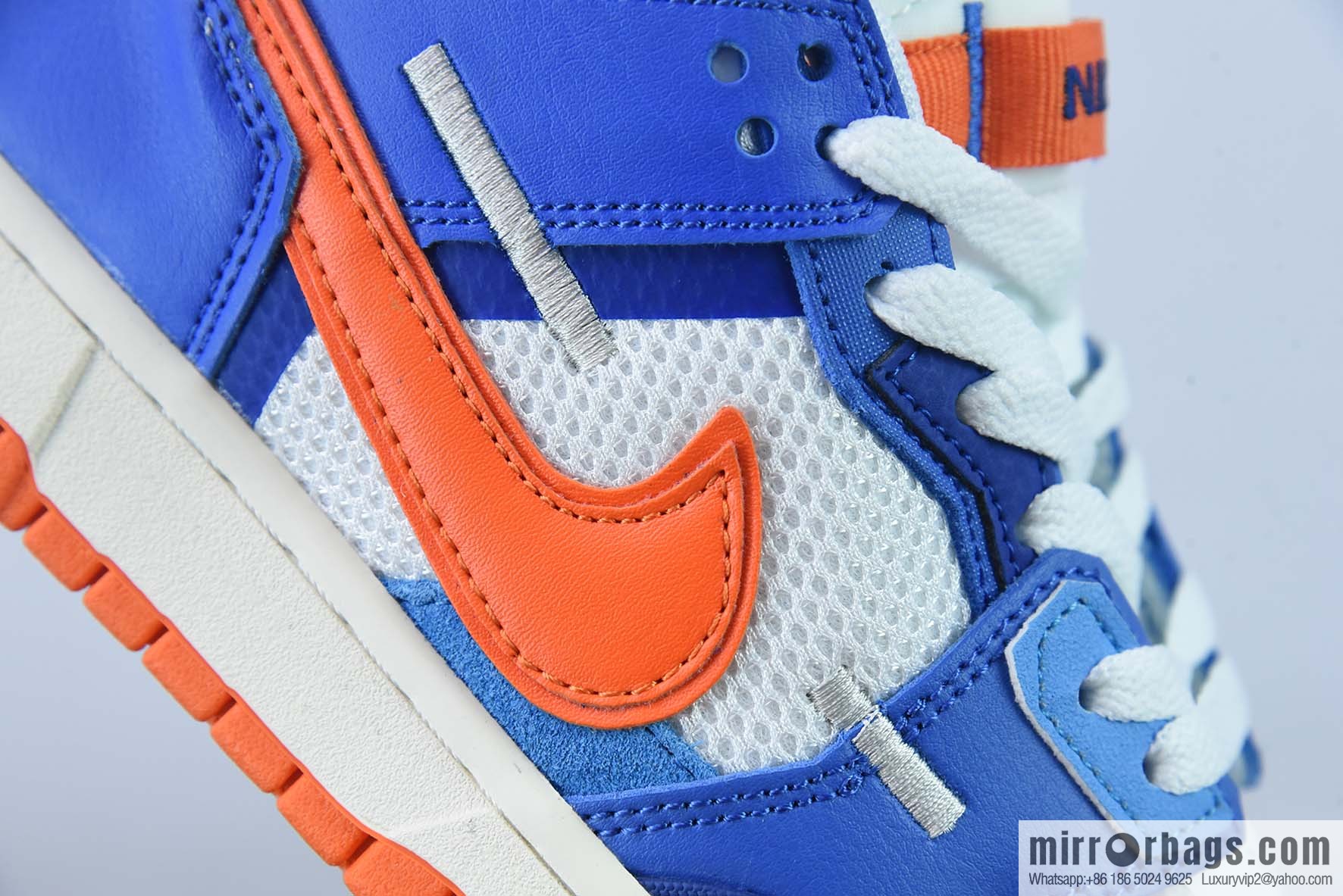 Nk Dunk Scrap Splicing Stitching Low Top Skating Shoes Blue White Orange Knicks Stitching Monster, Item Number: DM0128-100