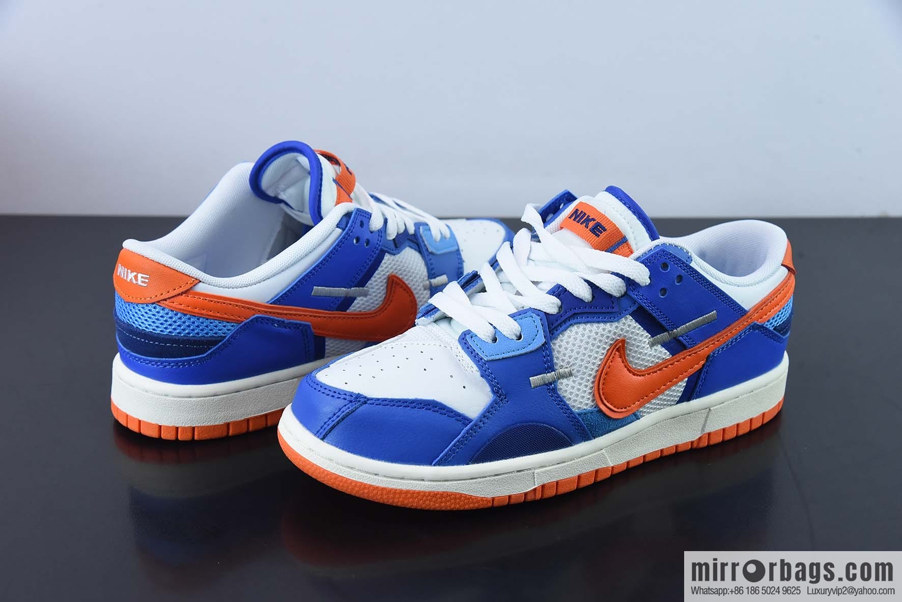 Nk Dunk Scrap Splicing Stitching Low Top Skating Shoes Blue White Orange Knicks Stitching Monster, Item Number: DM0128-100
