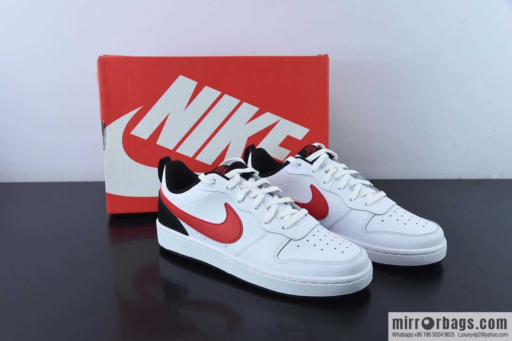 NK Court Borough Low 2 white black red, low top versatile breathable casual sports shoes, item number: BQ5448-110