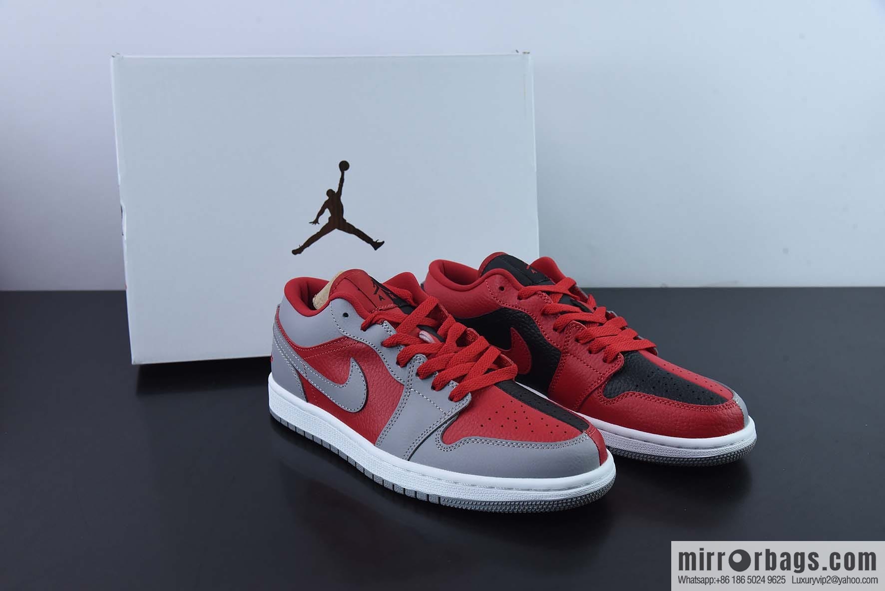 Air Jordan AJ1 Low Top Series, Red Grey Yin Yang Low Top Casual Board Shoes, Item Number: DR0502-600