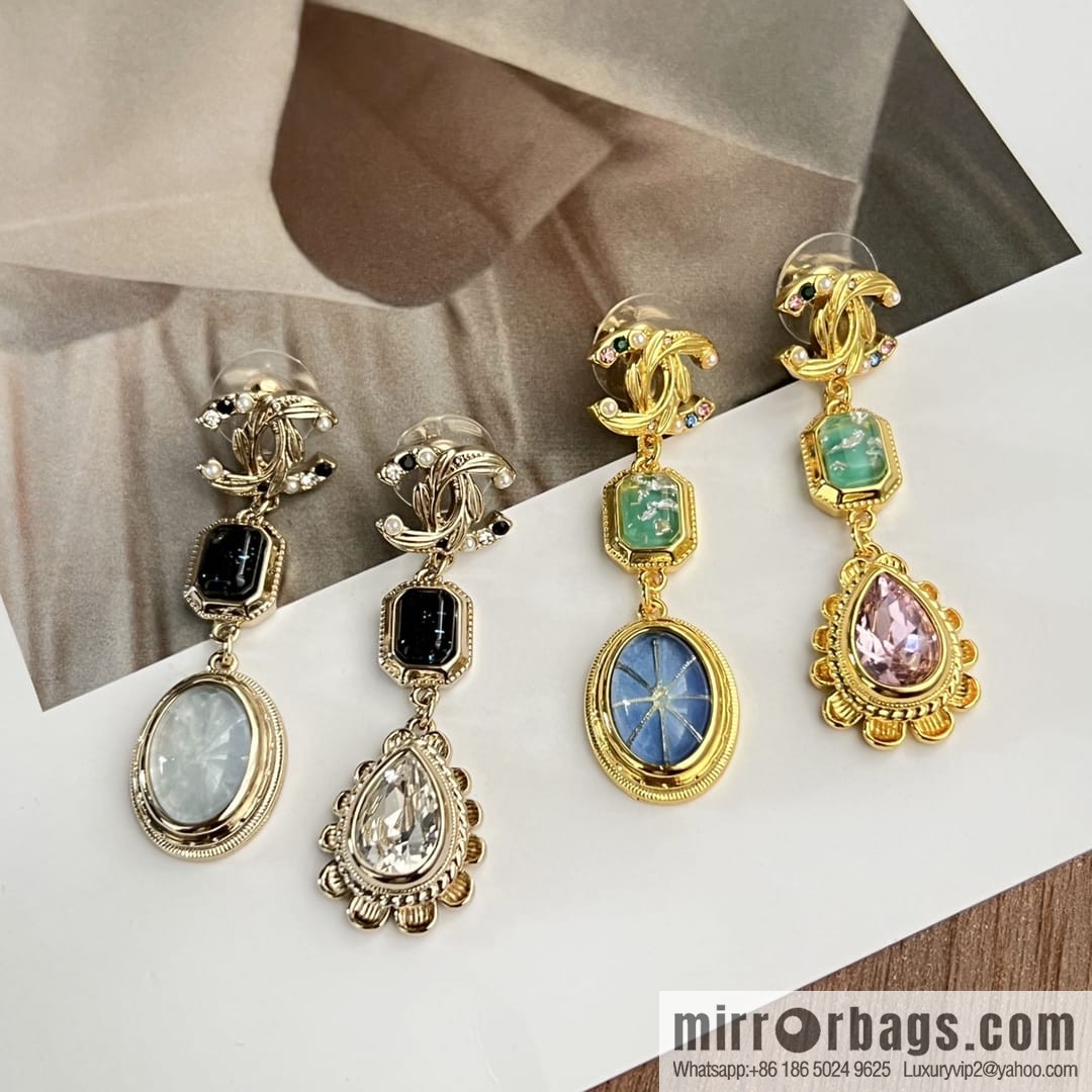 New ☑️ CHANEL Chanel c3 double c colored treasure stud earrings