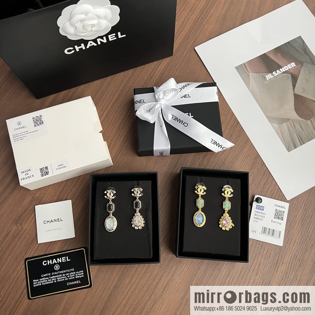 New ☑️ CHANEL Chanel c3 double c colored treasure stud earrings