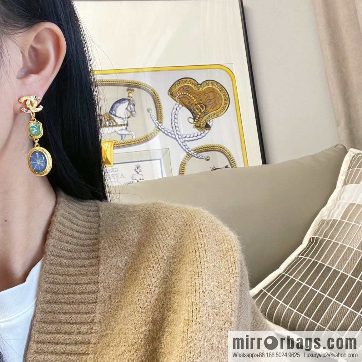 New ☑️ CHANEL Chanel c3 double c colored treasure stud earrings