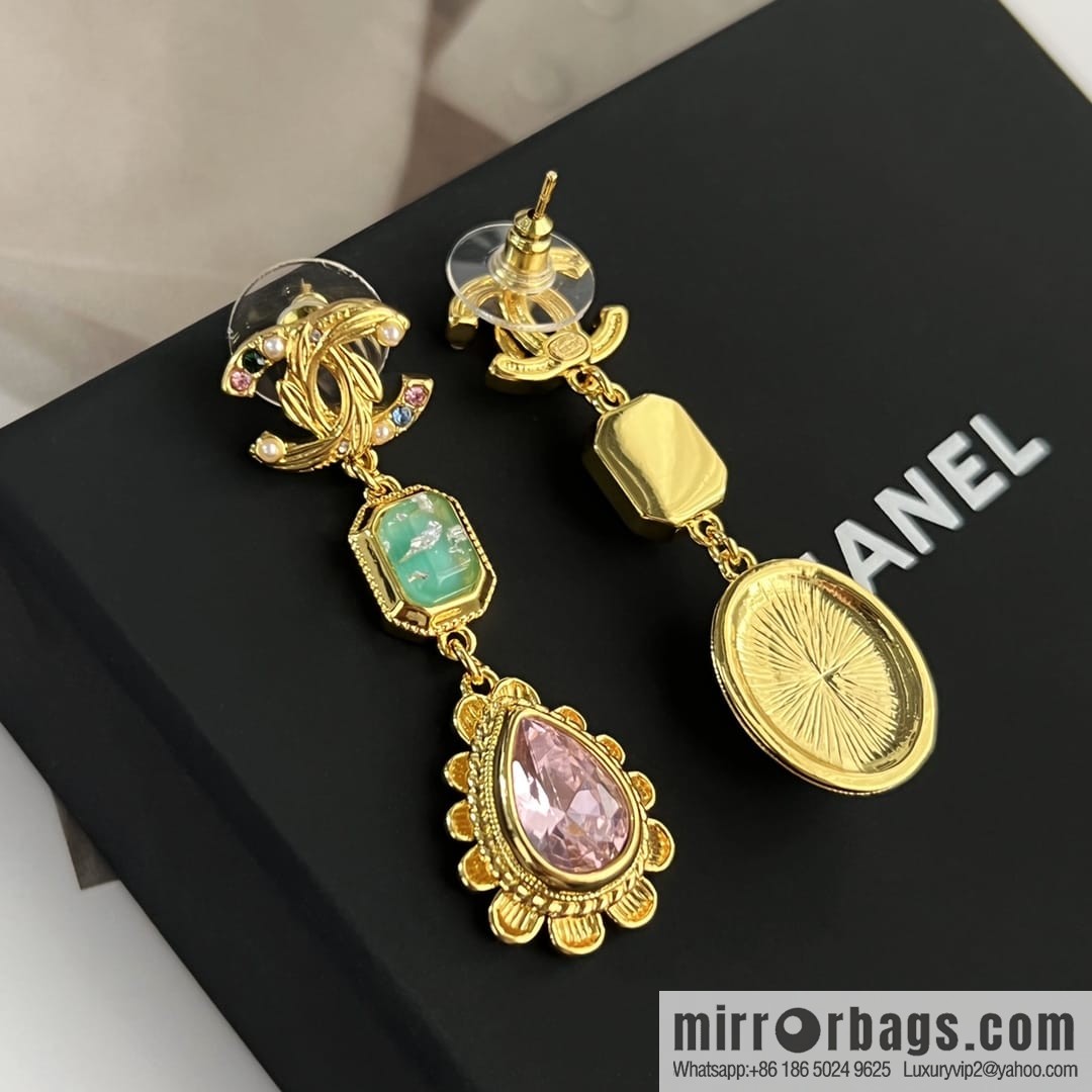 New ☑️ CHANEL Chanel c3 double c colored treasure stud earrings