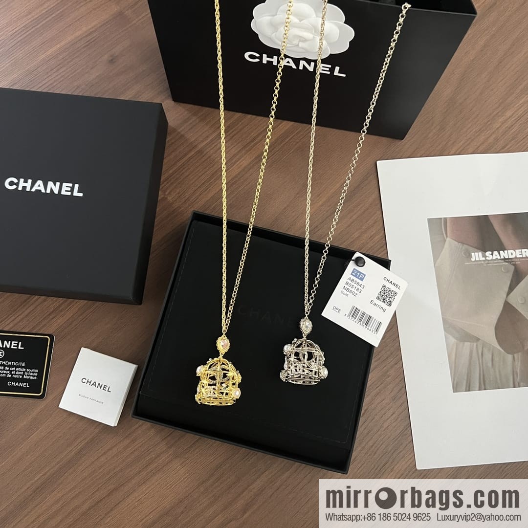 New ☑️ CHANEL Chanel double c colored treasure bird cage necklace sweater chain