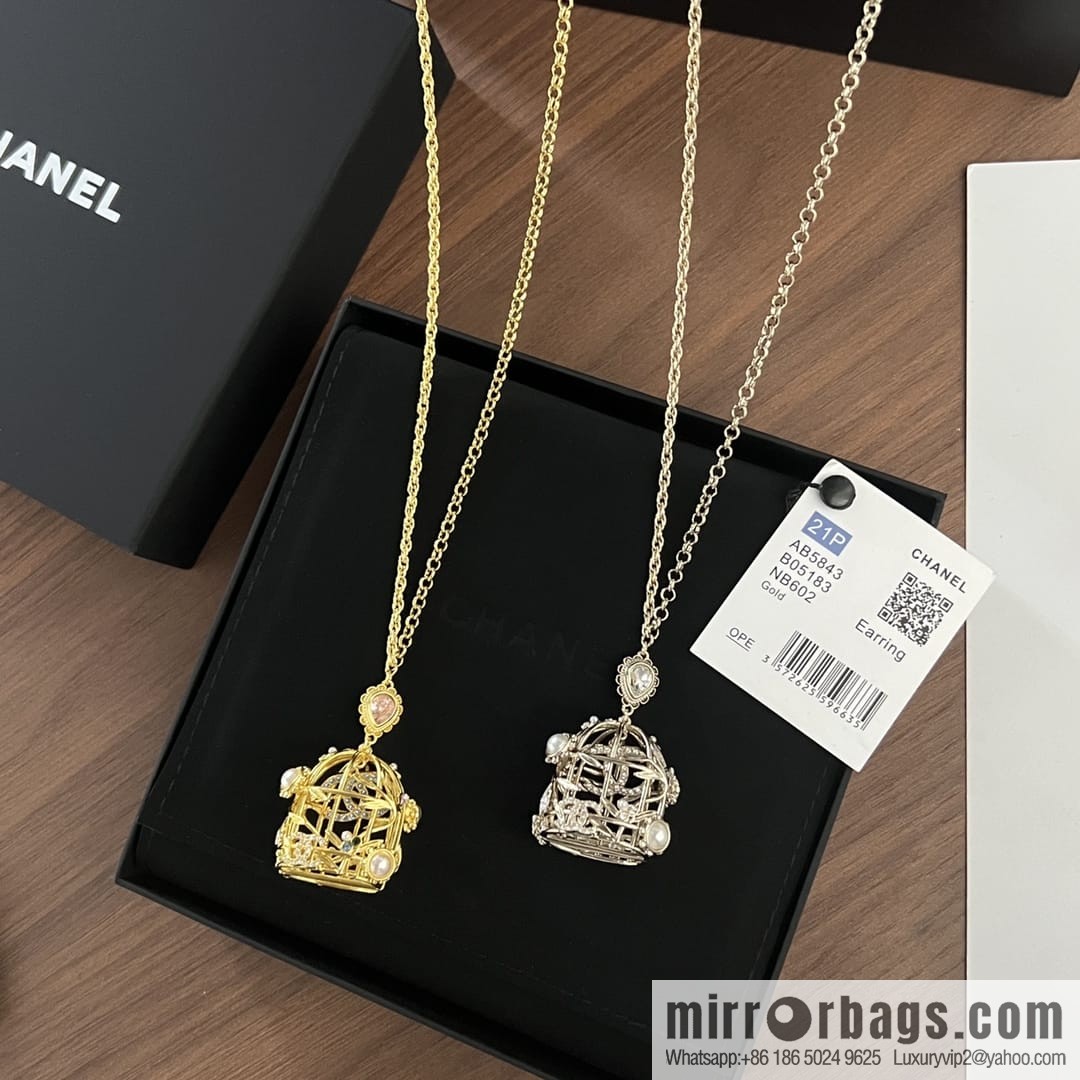 New ☑️ CHANEL Chanel double c colored treasure bird cage necklace sweater chain