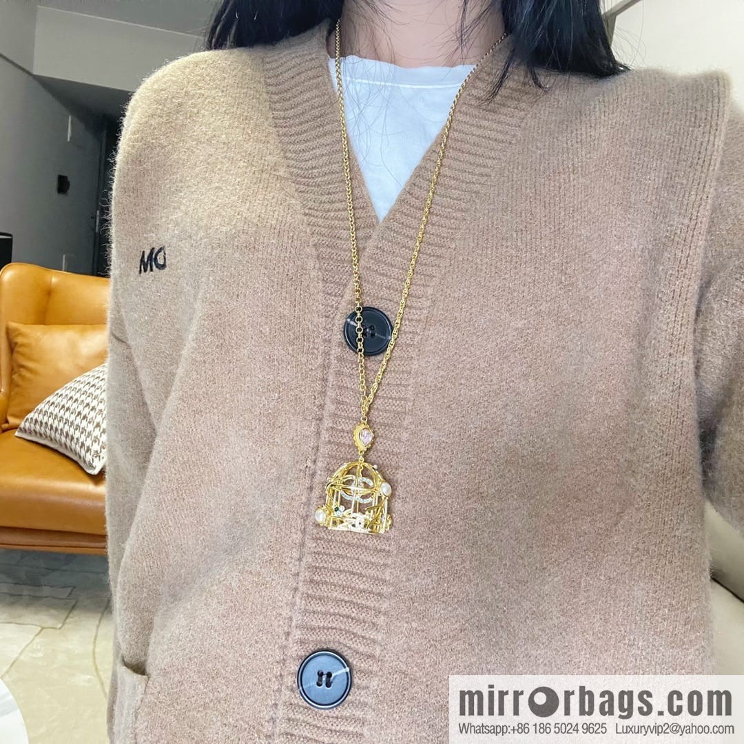 New ☑️ CHANEL Chanel double c colored treasure bird cage necklace sweater chain