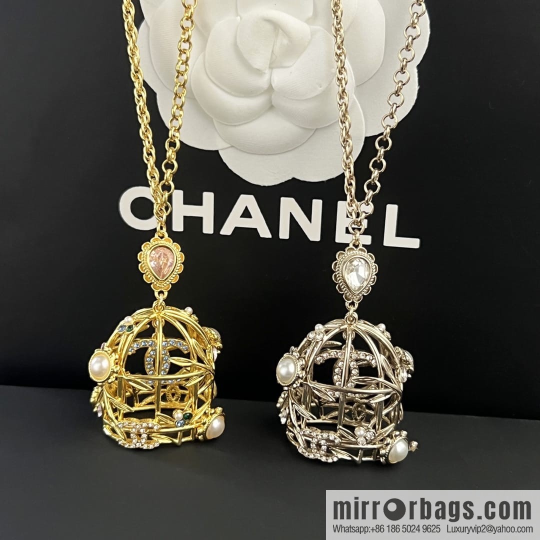 New ☑️ CHANEL Chanel double c colored treasure bird cage necklace sweater chain