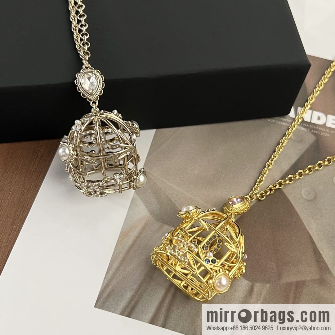 New ☑️ CHANEL Chanel double c colored treasure bird cage necklace sweater chain