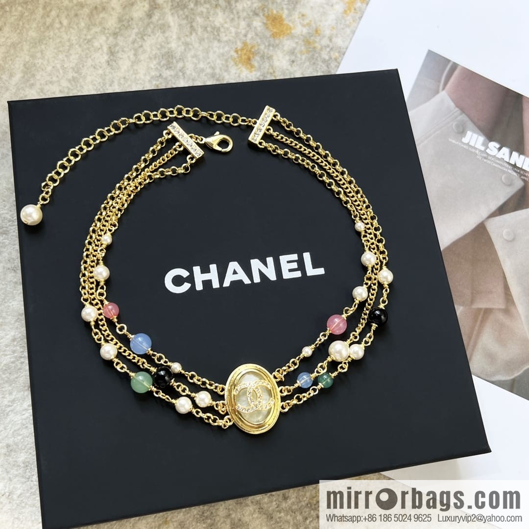 New ☑️ CHANEL Chanel Double C Oval Triple Pearl Necklace Necklace