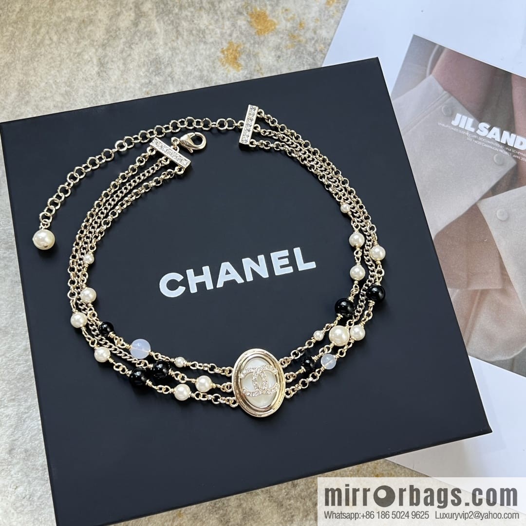 New ☑️ CHANEL Chanel Double C Oval Triple Pearl Necklace Necklace