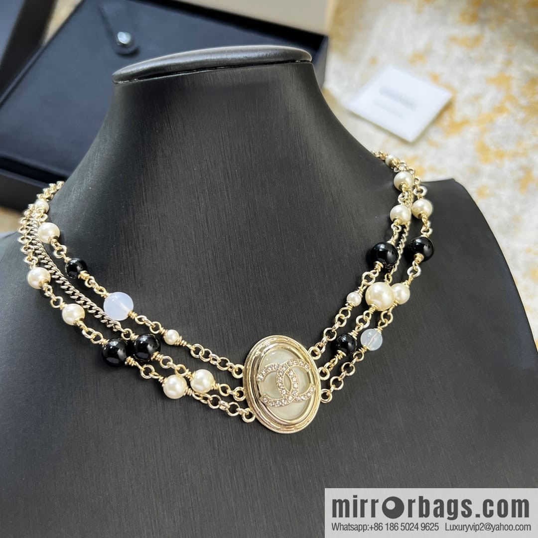 New ☑️ CHANEL Chanel Double C Oval Triple Pearl Necklace Necklace