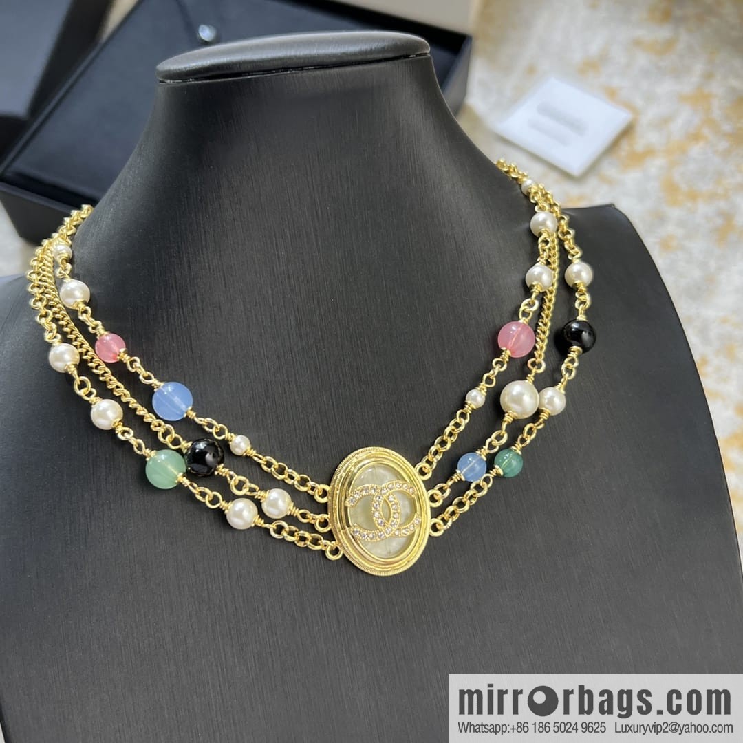New ☑️ CHANEL Chanel Double C Oval Triple Pearl Necklace Necklace