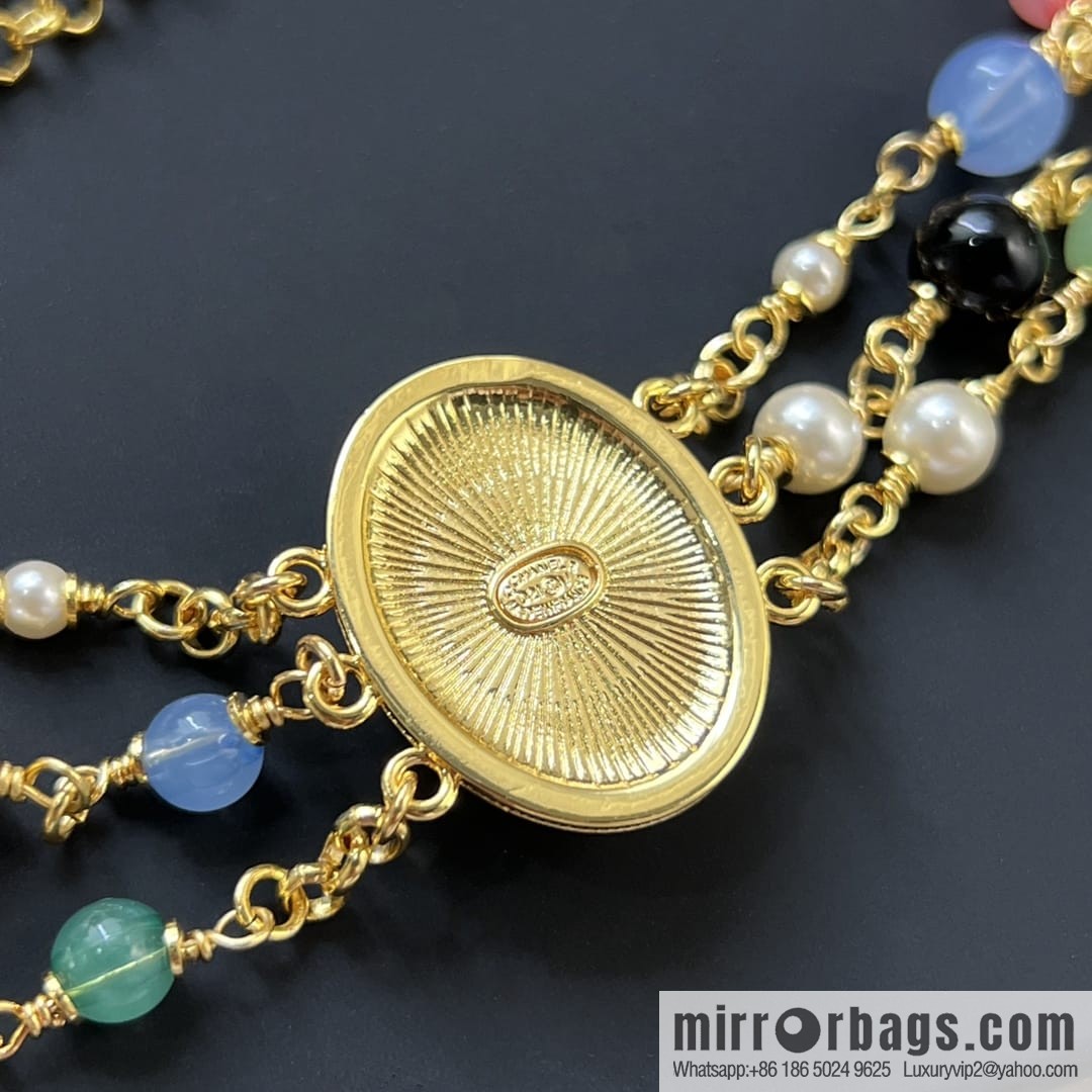 New ☑️ CHANEL Chanel Double C Oval Triple Pearl Necklace Necklace