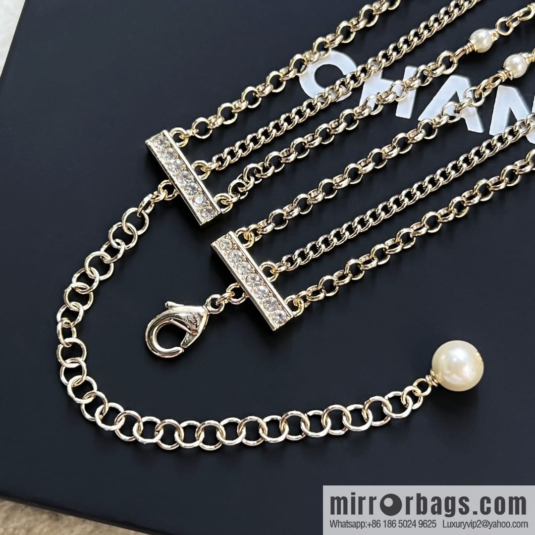New ☑️ CHANEL Chanel Double C Oval Triple Pearl Necklace Necklace