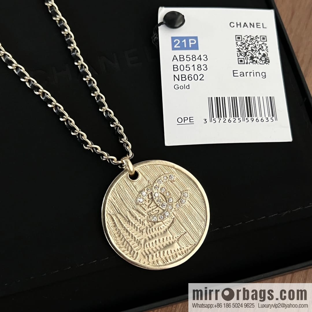 New ☑️ CHANEL Chanel double c gold round wheat ear necklace sweater chain