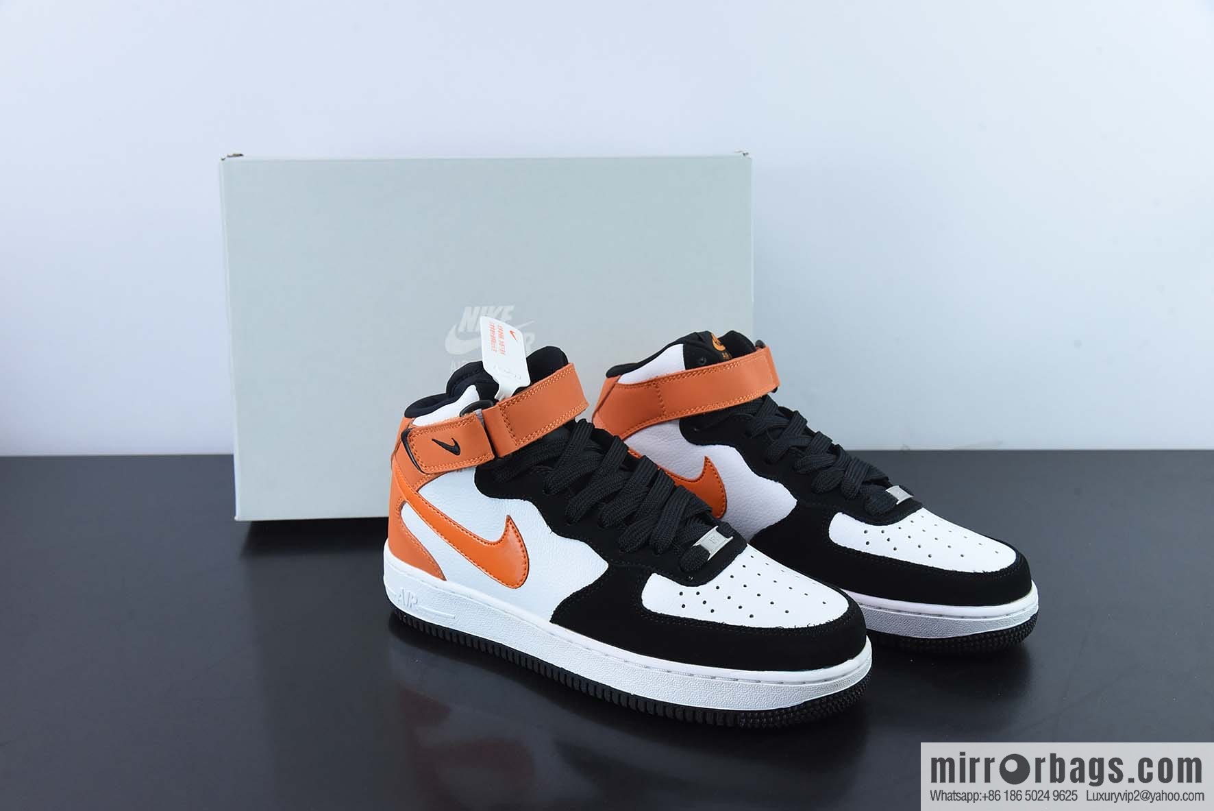 Nike Air Force 1 Mid '07 black orange color scheme medium help air force one casual shoes, item number: UT1192-006