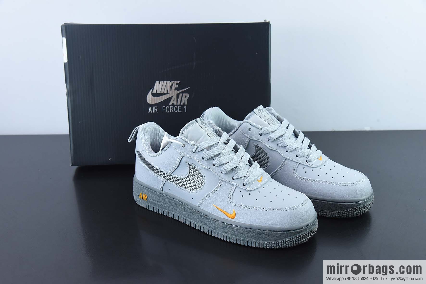 Nike Air Force 1 Low black and gray, yellow hook, Air Force No. 1 low-top sports and leisure board shoes, item number: DR0155-001