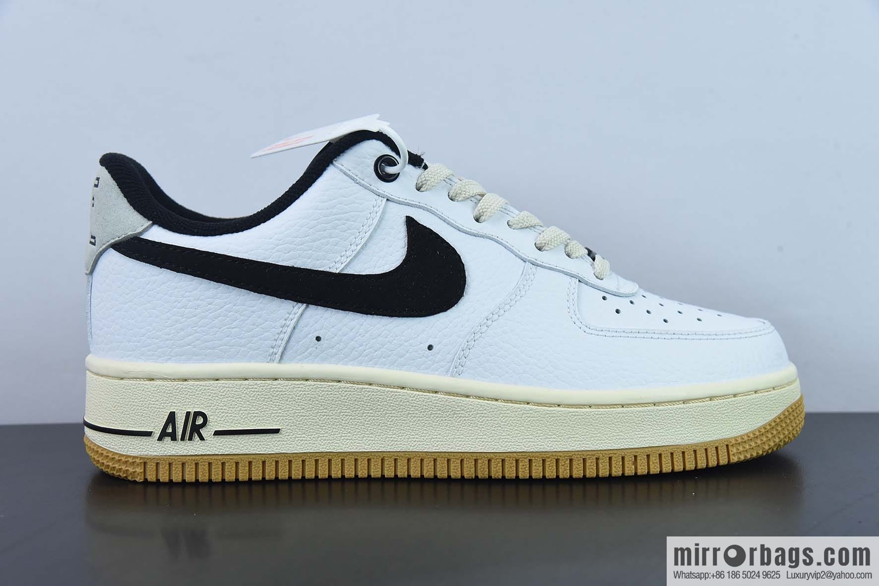 Nike Air Force 1 AF1 Air Force One/low-top, white, black and gray tail, raw rubber bottom low-top casual board shoes, item number: DR0148-101
