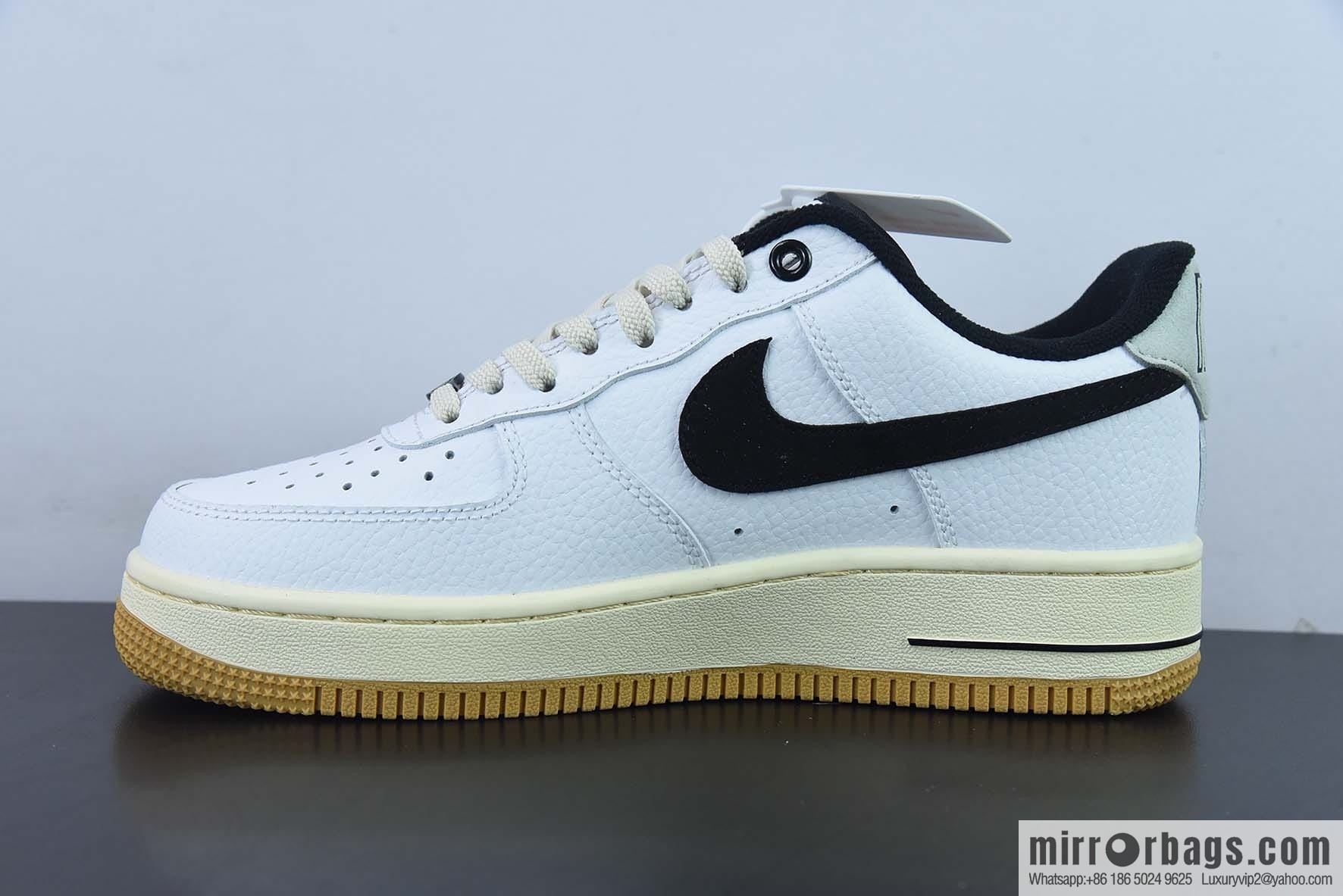 Nike Air Force 1 AF1 Air Force One/low-top, white, black and gray tail, raw rubber bottom low-top casual board shoes, item number: DR0148-101