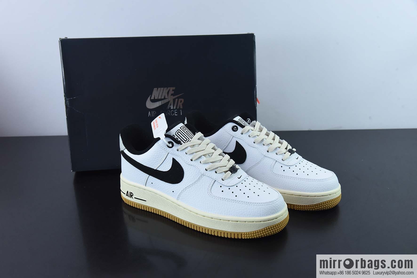 Nike Air Force 1 AF1 Air Force One/low-top, white, black and gray tail, raw rubber bottom low-top casual board shoes, item number: DR0148-101