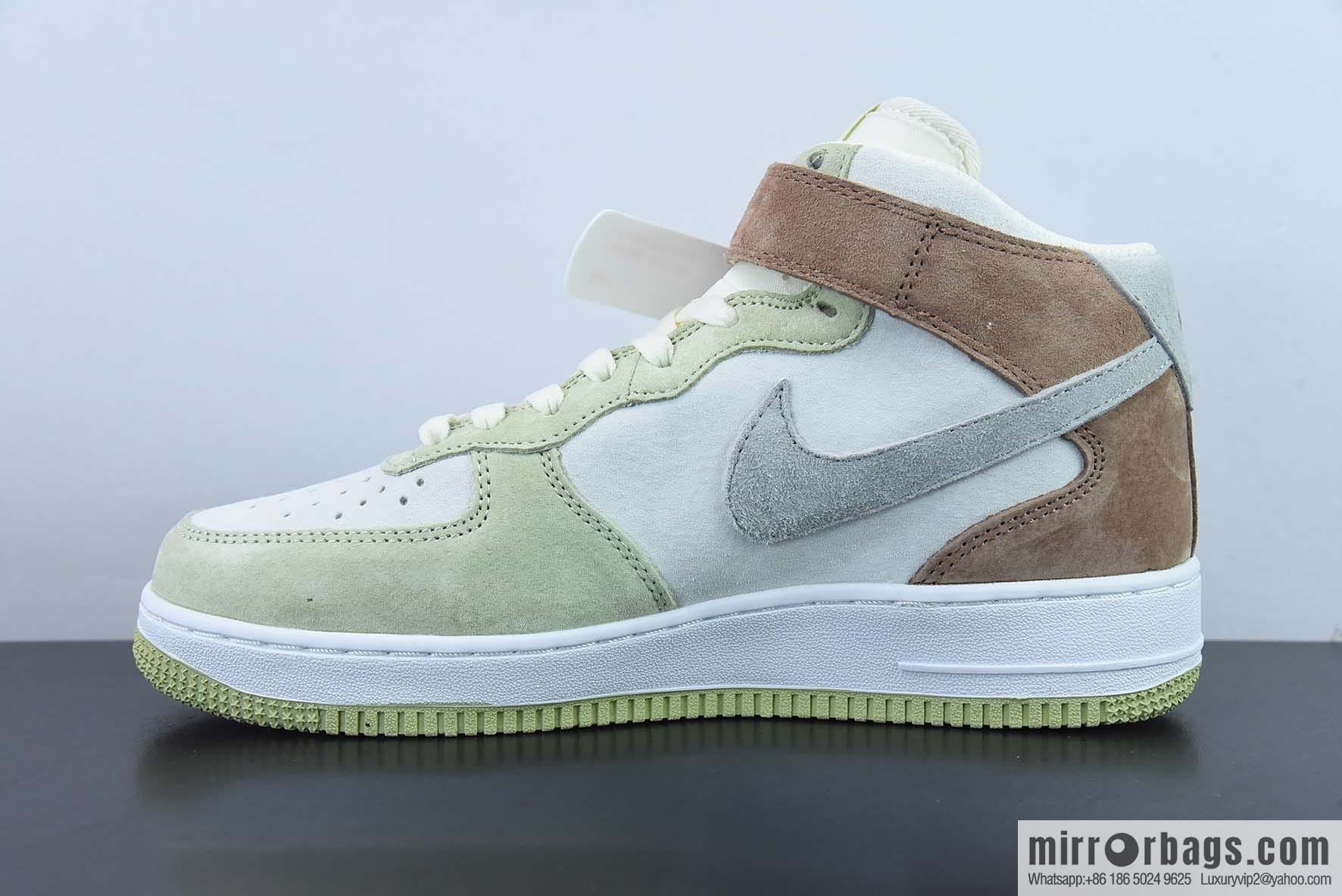Nk Air Force 1 '07 Mid lemon yellow, brown-gray patchwork Air Force One mid-top casual shoes, item number: AL6896 558