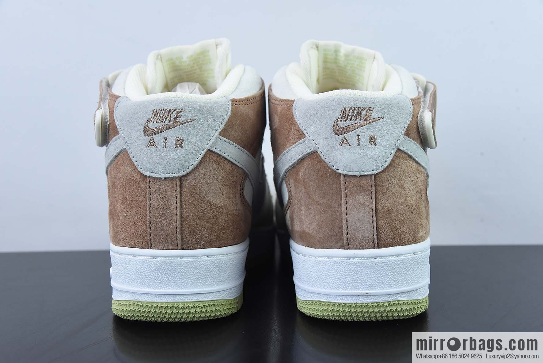 Nk Air Force 1 '07 Mid lemon yellow, brown-gray patchwork Air Force One mid-top casual shoes, item number: AL6896 558