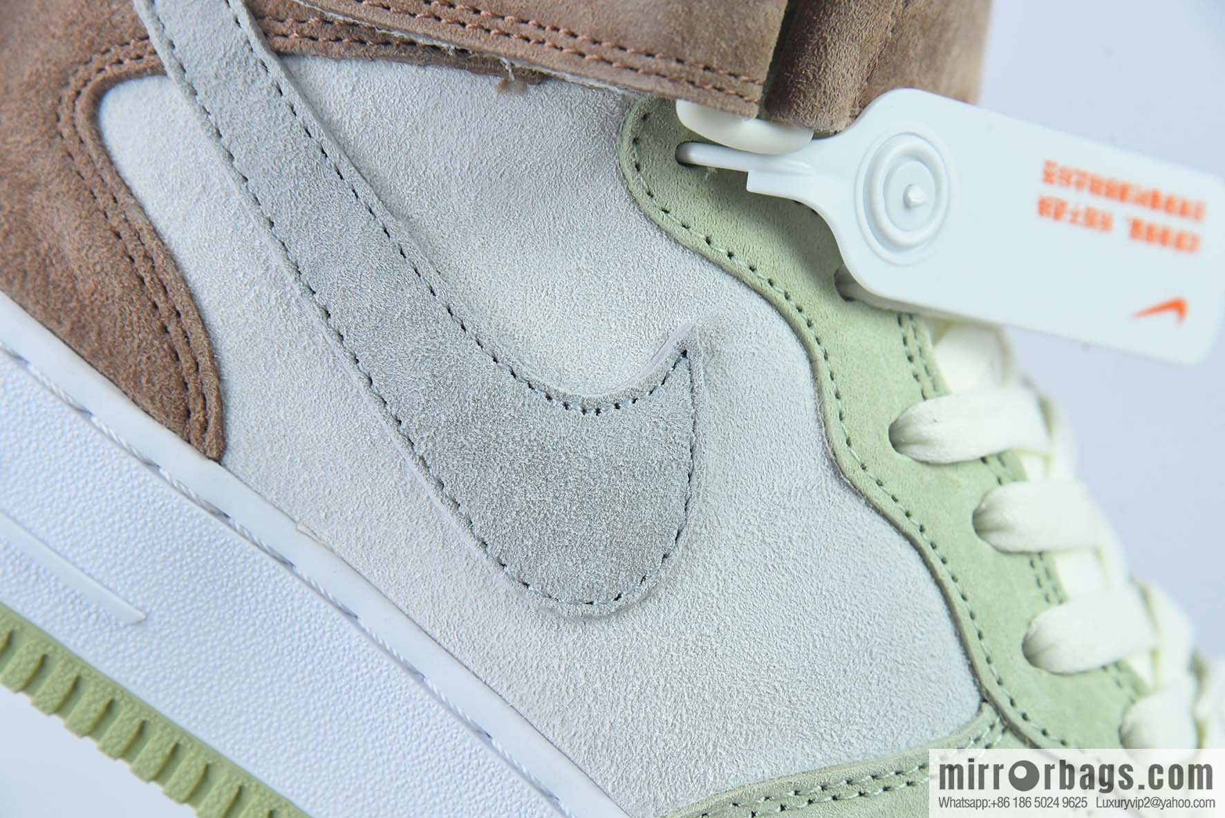 Nk Air Force 1 '07 Mid lemon yellow, brown-gray patchwork Air Force One mid-top casual shoes, item number: AL6896 558