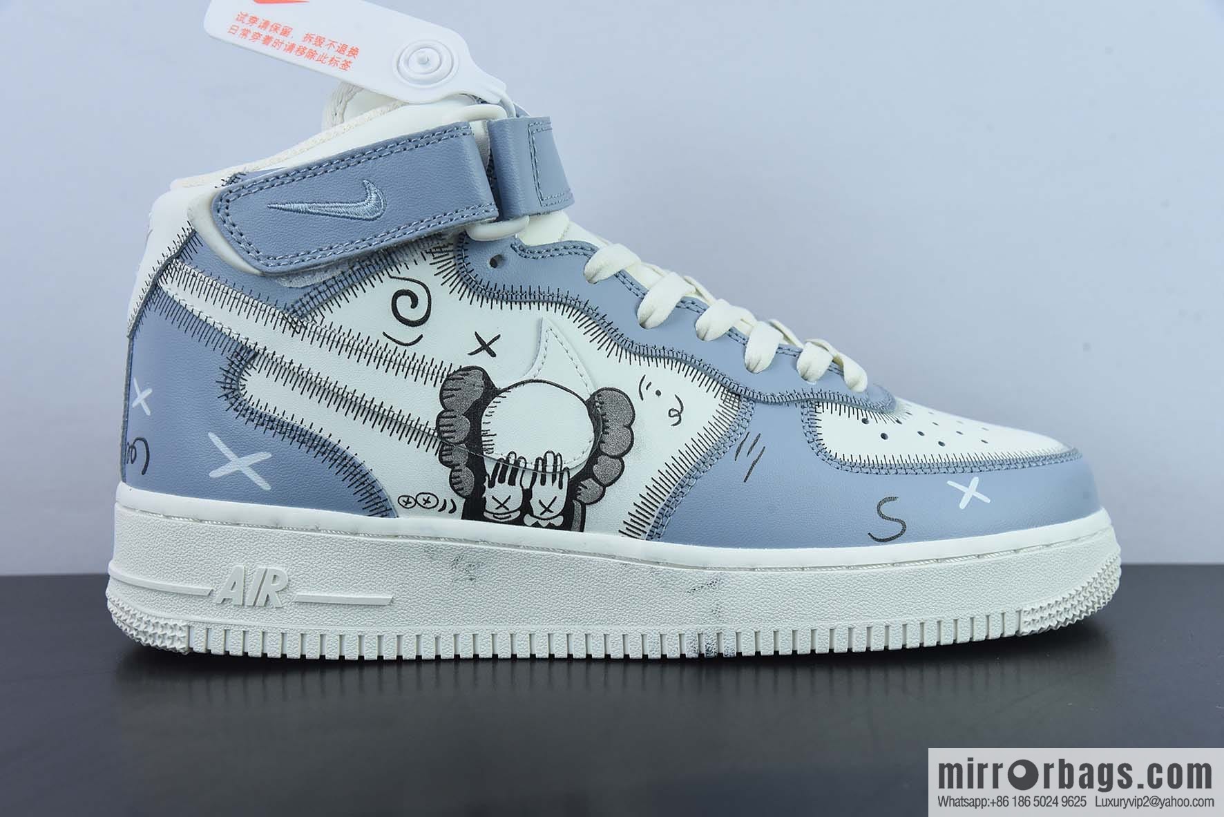 Nike Air Force 1 AF1 Air Force One/Zhongbang, white gray KAWS joint model, graffiti, sesame street doll low-top casual board shoes, item number: CW2308-211