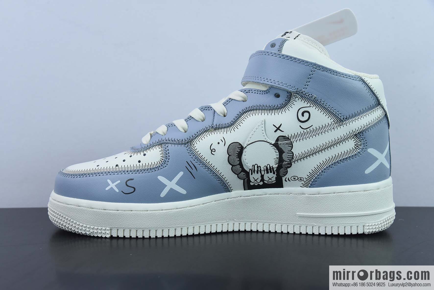 Nike Air Force 1 AF1 Air Force One/Zhongbang, white gray KAWS joint model, graffiti, sesame street doll low-top casual board shoes, item number: CW2308-211