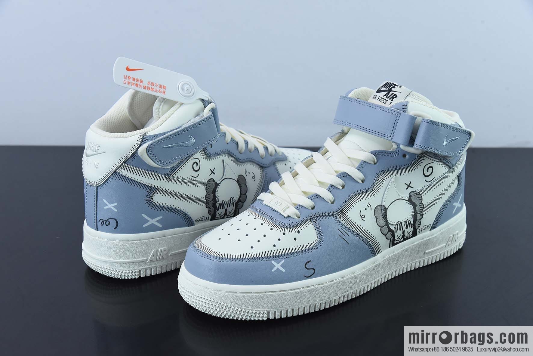 Nike Air Force 1 AF1 Air Force One/Zhongbang, white gray KAWS joint model, graffiti, sesame street doll low-top casual board shoes, item number: CW2308-211