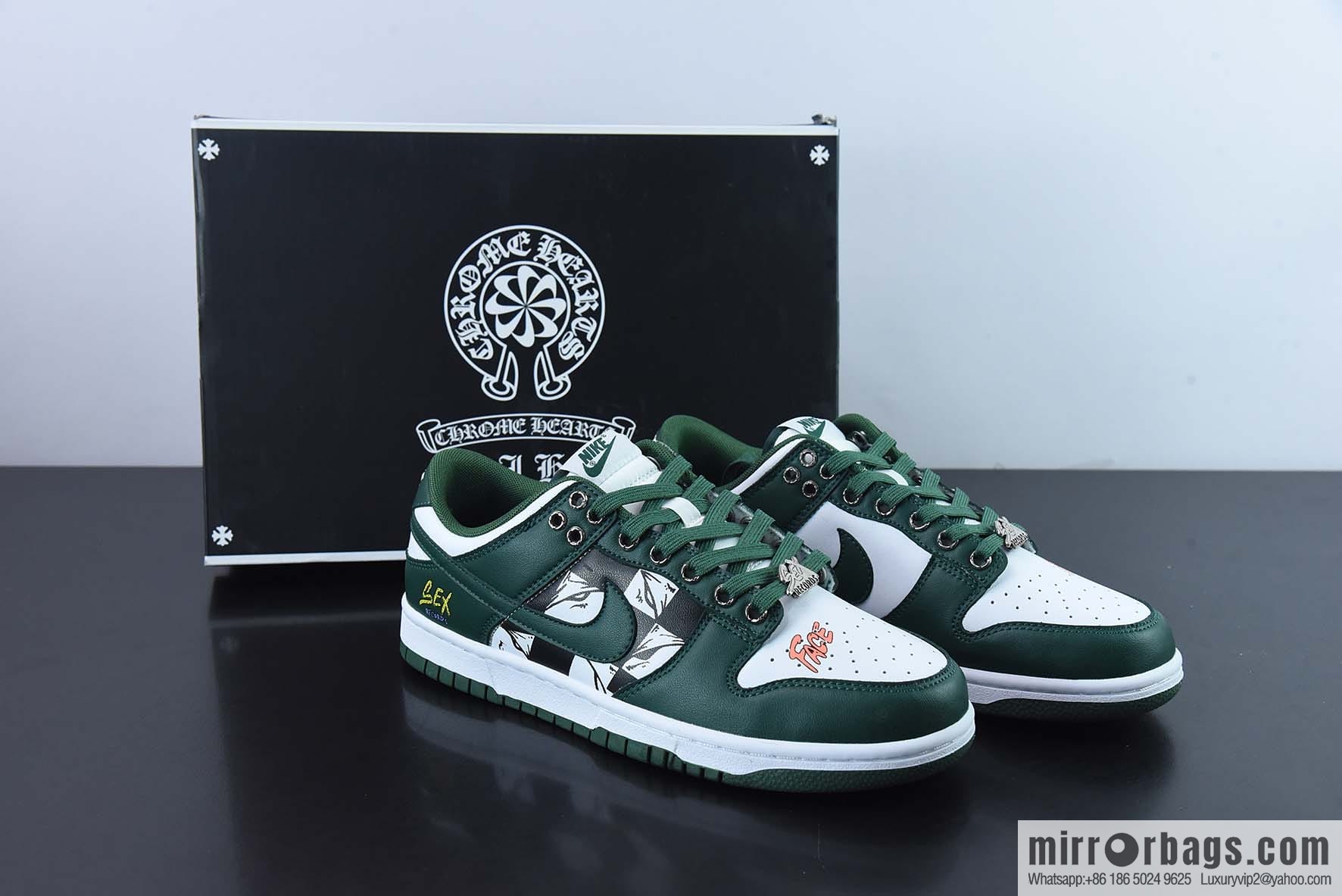 Nike SB Dunk Low white and green, graffiti low-top casual board shoes, item number: DD1391-101