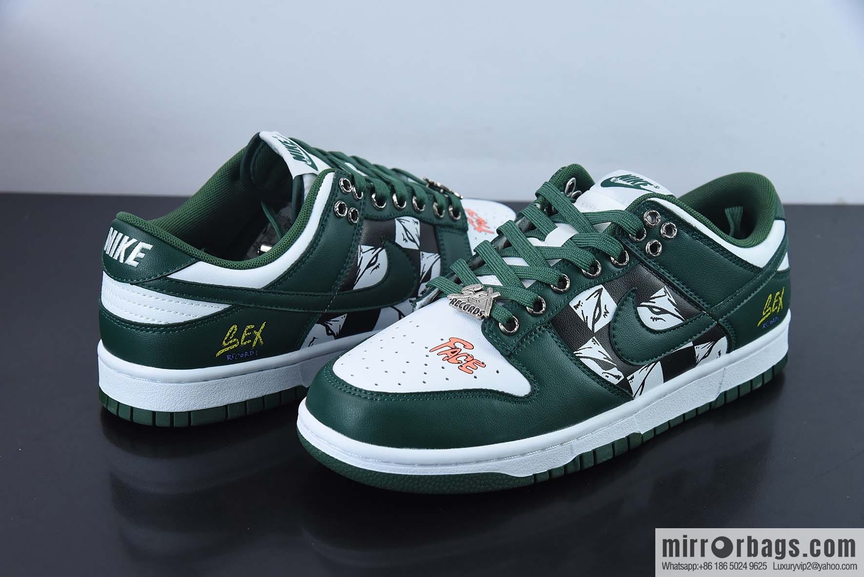 Nike SB Dunk Low white and green, graffiti low-top casual board shoes, item number: DD1391-101