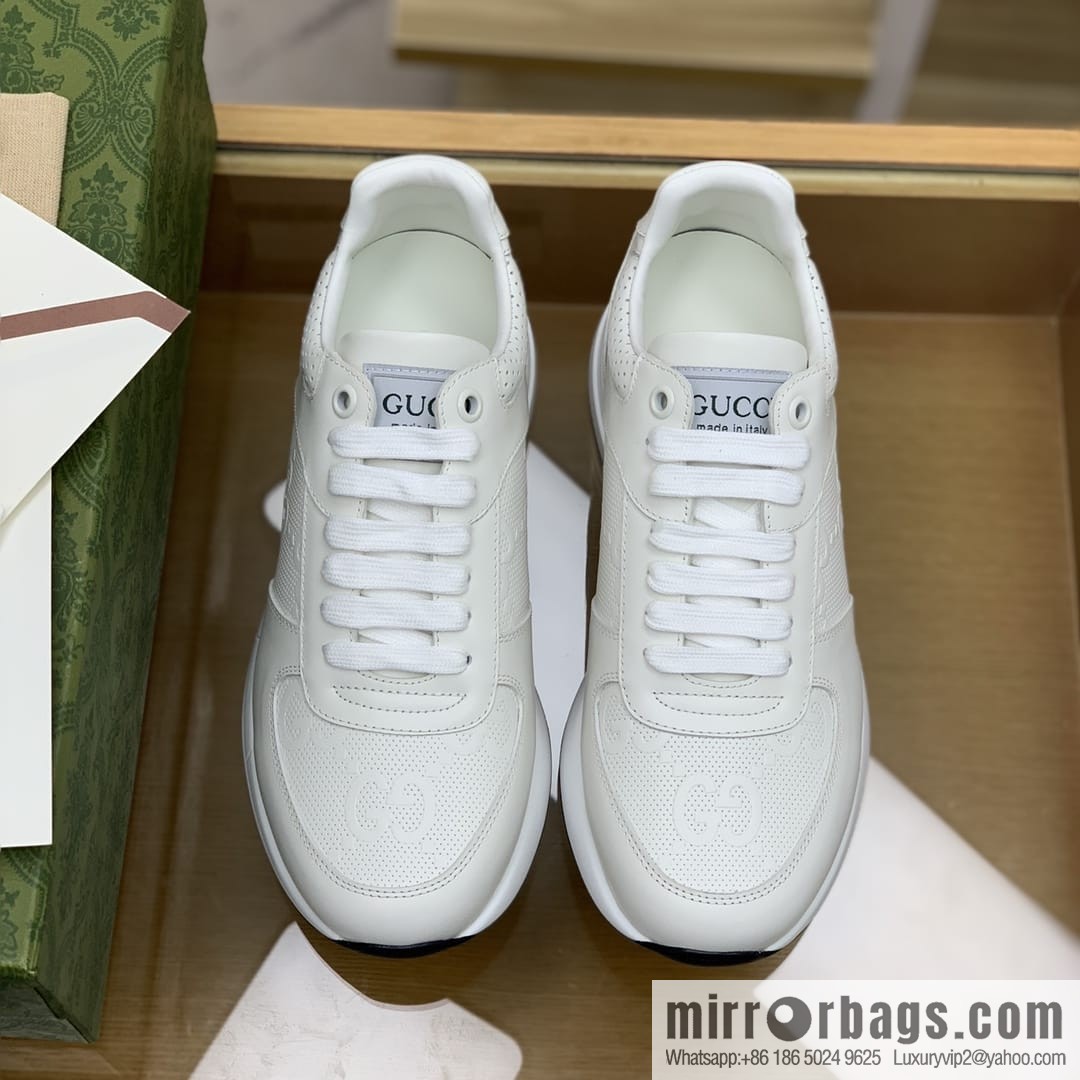 Gucci Gucci uses white leather letter embossed men's sports running shoes