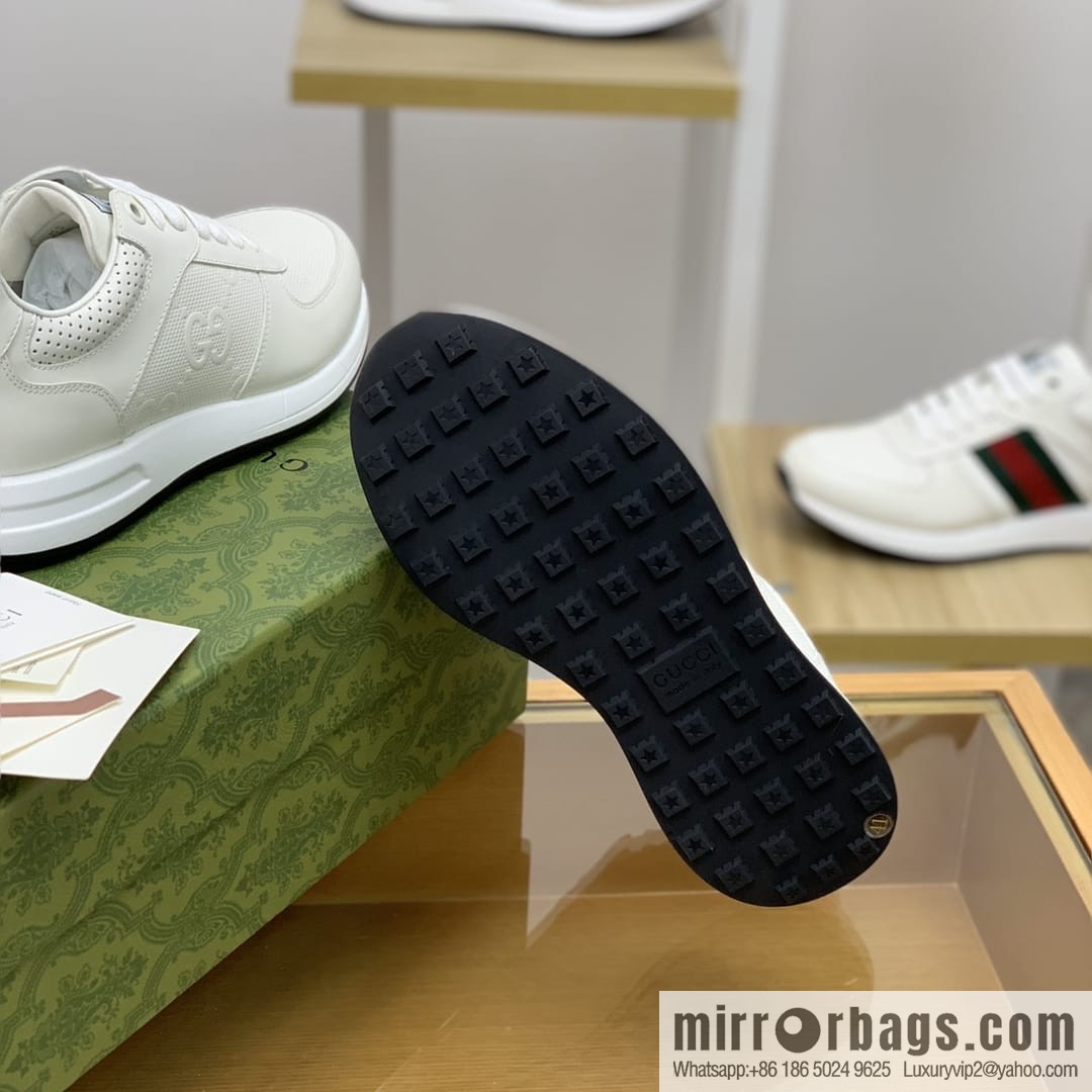 Gucci Gucci uses white leather letter embossed men's sports running shoes