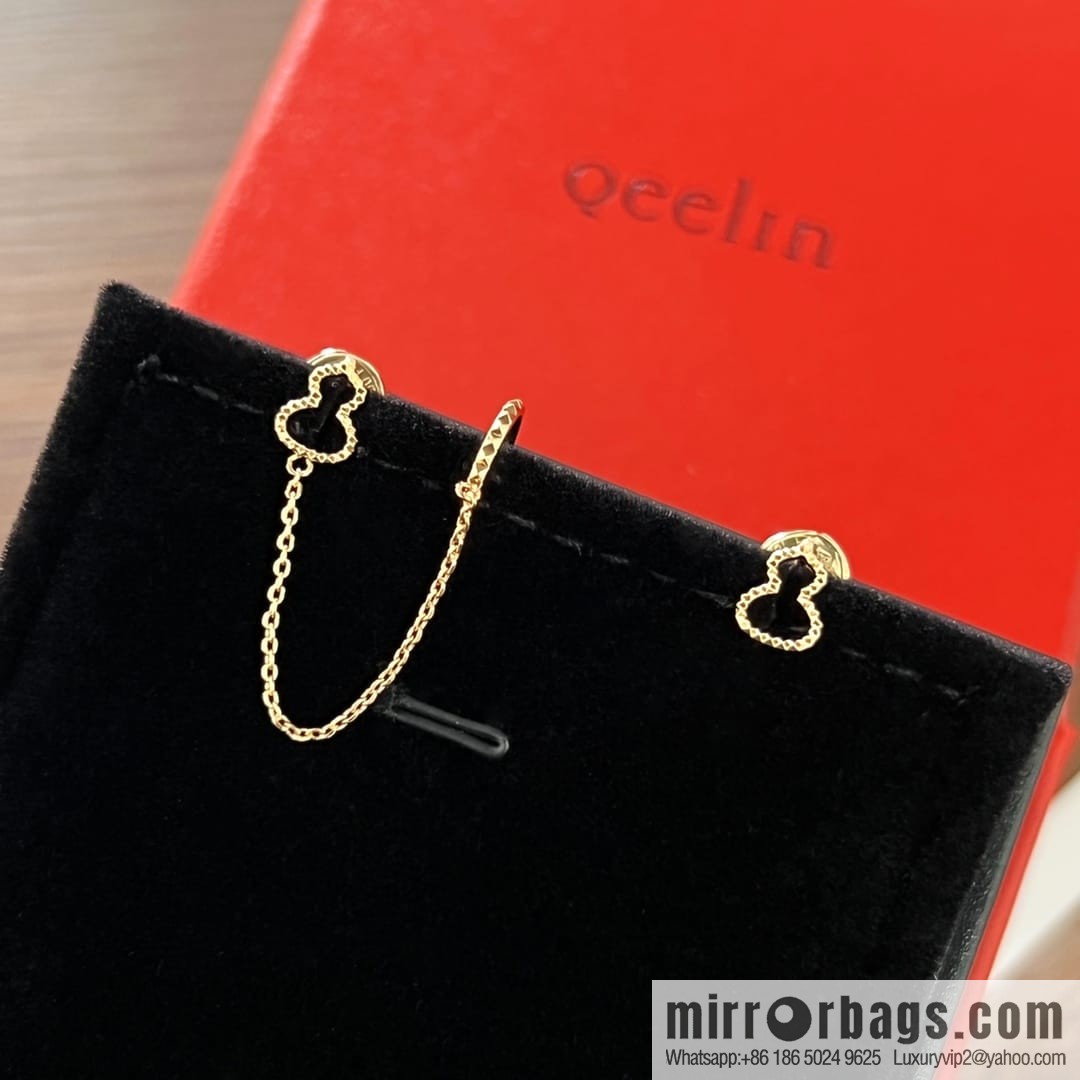 Qeelin 18 series rose gold gourd earclip earrings