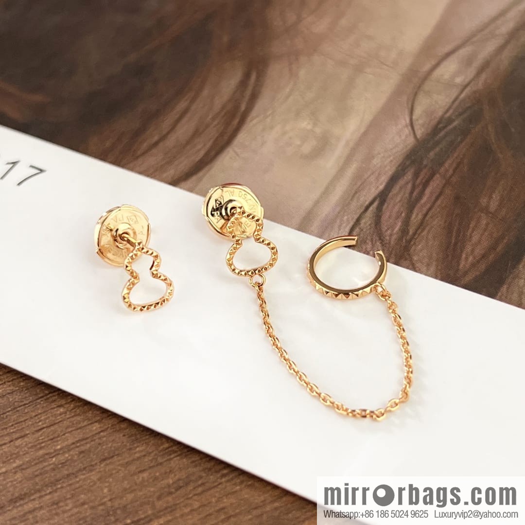 Qeelin 18 series rose gold gourd earclip earrings