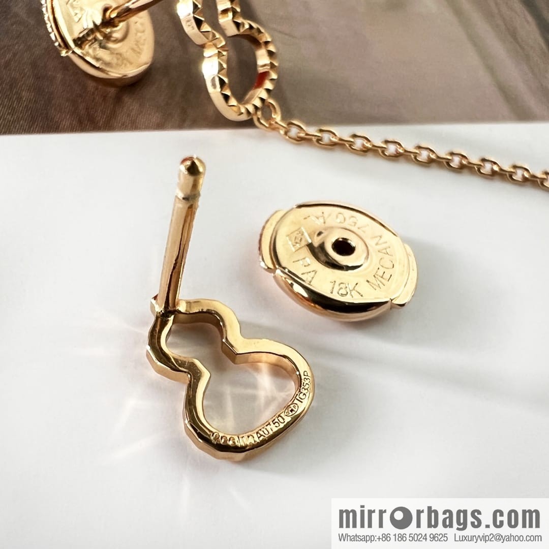 Qeelin 18 series rose gold gourd earclip earrings