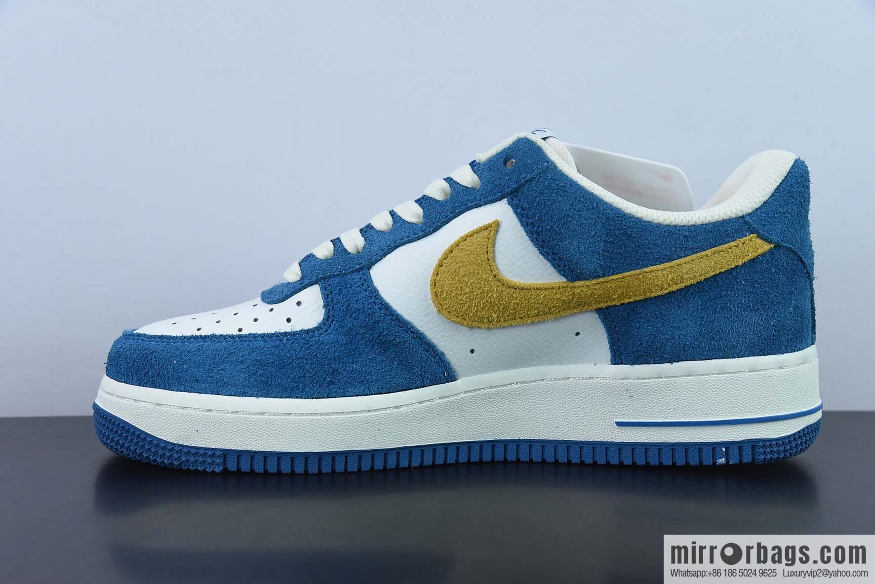Nike Air Force 1 Low 07 suede blue and yellow low-top casual board shoes, official item number: BQ8988 103K