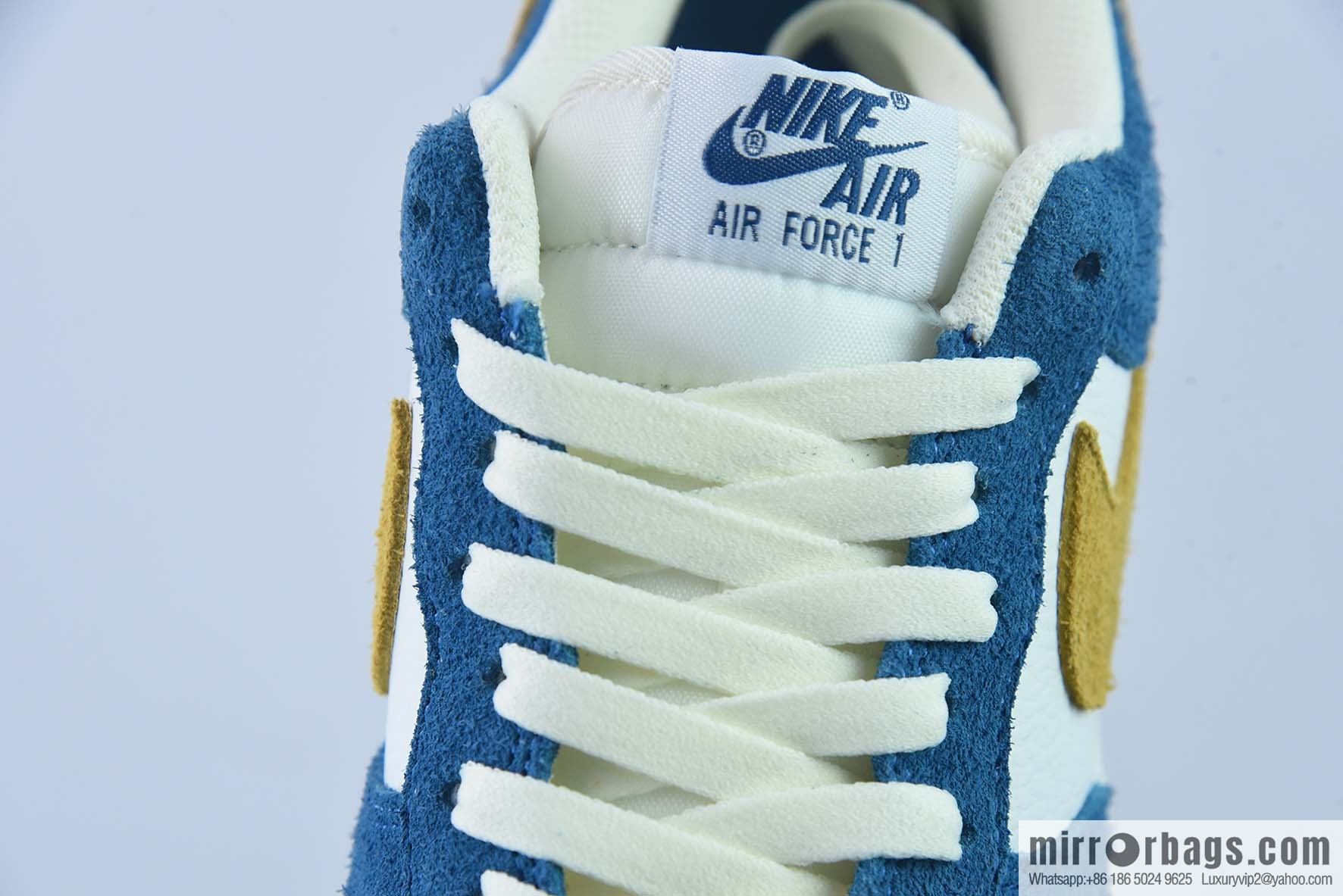Nike Air Force 1 Low 07 suede blue and yellow low-top casual board shoes, official item number: BQ8988 103K